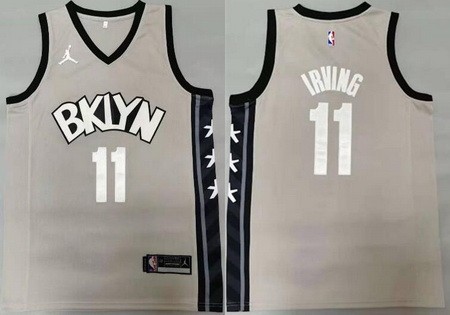 Men's Brooklyn Nets #11 Kyrie Irving Gray Statement Icon Swingman Jersey