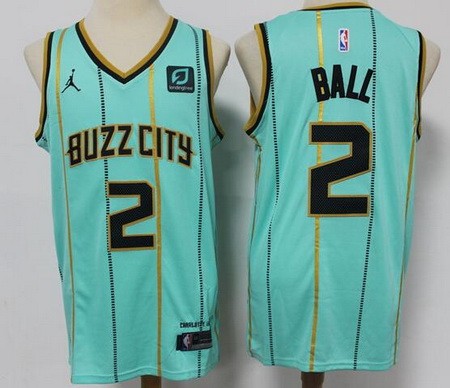 Men's Charlotte Hornets #2 Lamelo Ball Green 2021 City Icon Sponsor Swingman Jersey