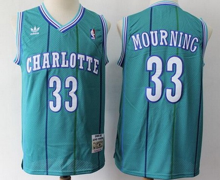Men's Charlotte Hornets #33 Alonzo Mourning Green 1992 Hardwood Classics Swingman Jersey