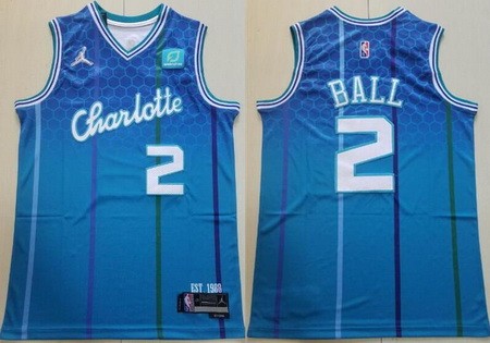 Men's Charlotte Hornets #2 Lamelo Ball Green City Diamond 75th Icon Sponsor Swingman Jersey