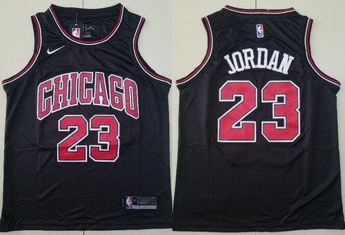 Men's Chicago Bulls #23 Michael Jordan Black Icon Swingman Jersey
