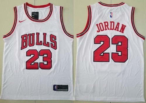 Men's Chicago Bulls #23 Michael Jordan White Icon Swingman Jersey