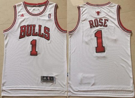 Men's Chicago Bulls #1 Derrick Rose White Swingman Jersey