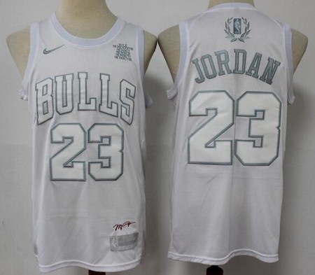 Men's Chicago Bulls #23 Michael Jordan White MVP Swingman Jersey