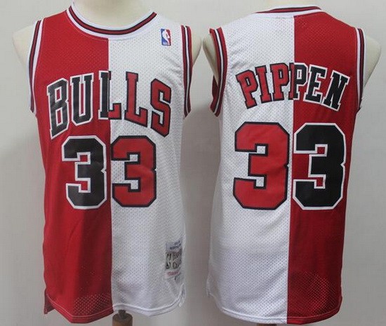 Men's Chicago Bulls #33 Scottie Pippen Red White Split 1997 Throwback Swingman Jersey