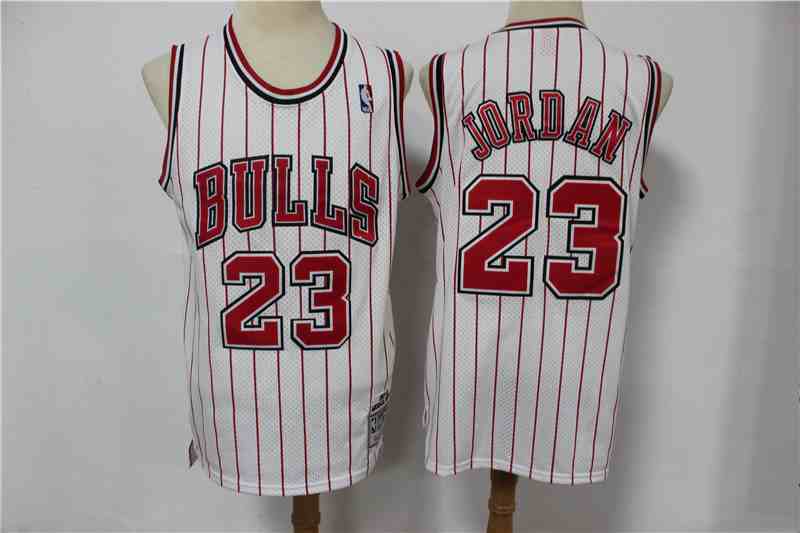 Men's Chicago Bulls #23 Michael Jordan White Hardwood Classics Jersey