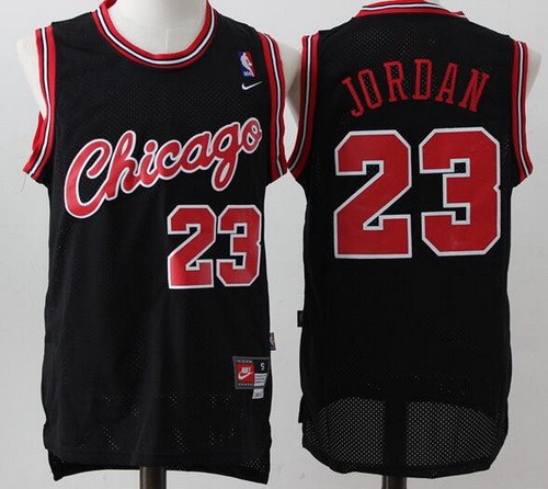 Men's Chicago Bulls #23 Michael Jordan Black 1984 Throwback Swingman Jersey