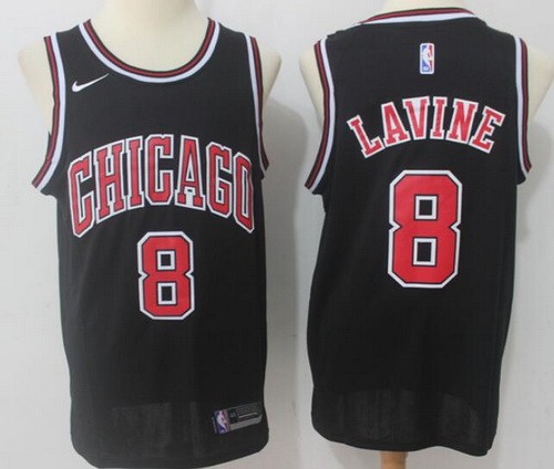 Men's Chicago Bulls #8 Zach Lavine Black Icon Nike Swingman Jersey