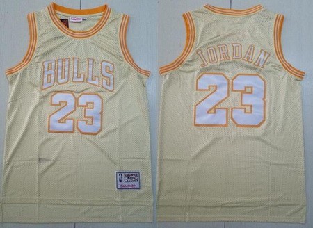 Men's Chicago Bulls #23 Michael Jordan Gold Hollywood Classic Swingman Jersey