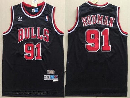 Men's Chicago Bulls #91 Dennis Rodman Black Hollywood Classic Throwback Swingman Jersey