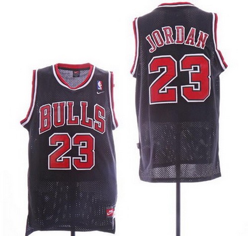 Men's Chicago Bulls #23 Michael Jordan Black Nike Throwback Swingman Jersey