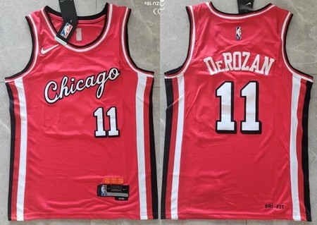 Men's Chicago Bulls #11 DeMar DeRozan Red City Diamond 75th Icon Swingman Jersey