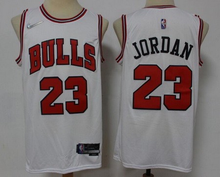 Men's Chicago Bulls #23 Michael Jordan White Diamond 75th Icon Swingman Jersey