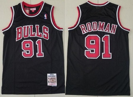 Men's Chicago Bulls #91 Dennis Rodman Black 1997 Throwback Swingman Jersey