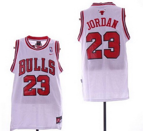 Men's Chicago Bulls #23 Michael Jordan White Nike Throwback Swingman Jersey