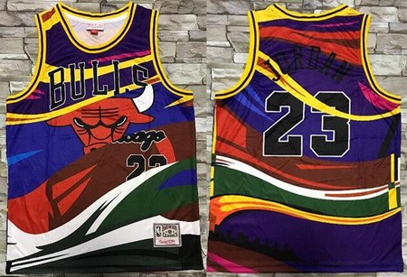 Men's Chicago Bulls #23 Michael Jordan Colorful Hollywood Classic Laser Printing Jersey