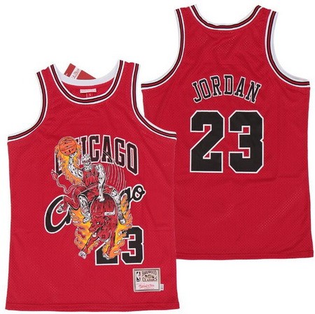 Men's Chicago Bulls #23 Michael Jordan Red Hollywood Classic Offset Printing Jersey