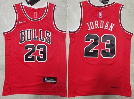 Men's Chicago Bulls #23 Michael Jordan Red Diamond 75th Icon Swingman Jersey
