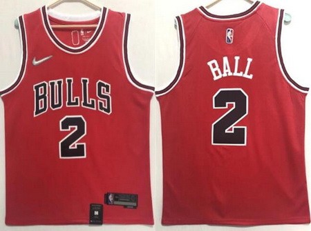 Men's Chicago Bulls #2 Lonzo Ball Red Diamond 75th Icon Swingman Jersey