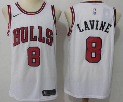Men's Chicago Bulls #8 Zach Lavine White Icon Nike Swingman Jersey