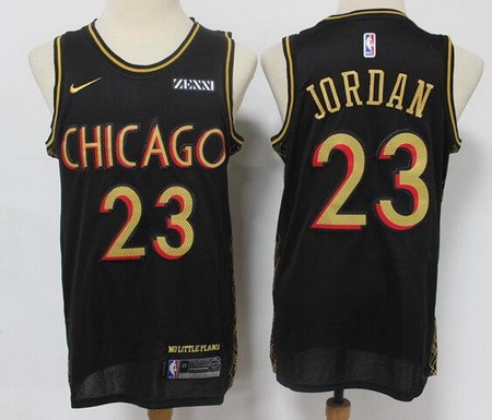 Men's Chicago Bulls #23 Michael Jordan Black 2021 City Icon Sponsor Swingman Jersey