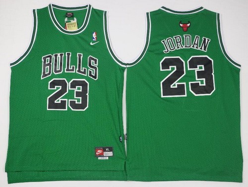 Men's Chicago Bulls #23 Michael Jordan Green Throwback Nike Swingman Jersey