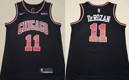 Men's Chicago Bulls #11 DeMar DeRozan Black Icon Sponsor Swingman Jersey