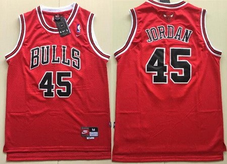 Men's Chicago Bulls #45 Michael Jordan Red Throwback Swingman Jersey