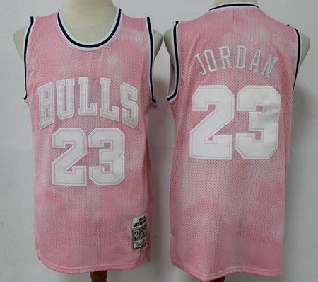 Men's Chicago Bulls #23 Michael Jordan Pink Throwback Swingman Jersey