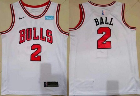 Men's Chicago Bulls #2 Lonzo Ball White Icon Sponsor Swingman Jersey