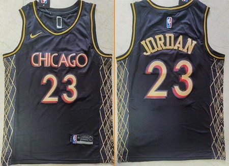 Men's Chicago Bulls #23 Michael Jordan Black 2021 City Icon Swingman Jersey
