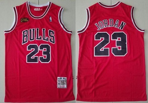Men's Chicago Bulls #23 Michael Jordan Red 1997 Finals Swingman Jersey