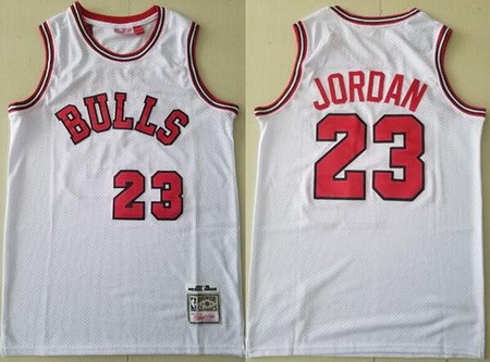 Men's Chicago Bulls #23 Michael Jordan White 1984 Throwback Swingman Jersey