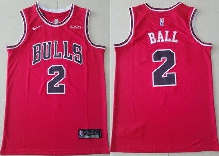 Men's Chicago Bulls #2 Lonzo Ball Red Icon Sponsor Swingman Jersey