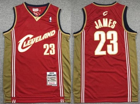 Men's Cleveland Cavaliers #23 LeBron James Red 2003 Throwback Swingman Jersey