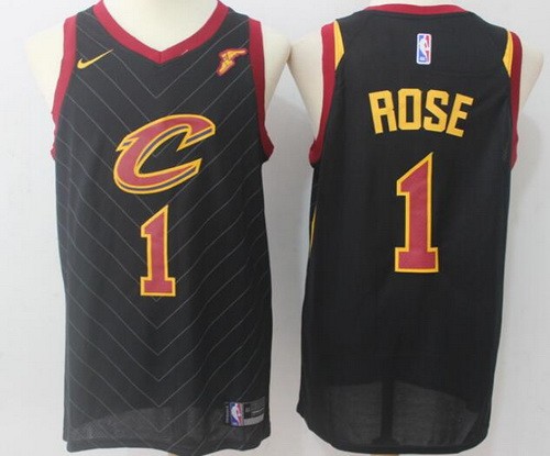 Men's Cleveland Cavaliers #1 Derrick Rose Black Icon Sponsor Nike Swingman Jersey