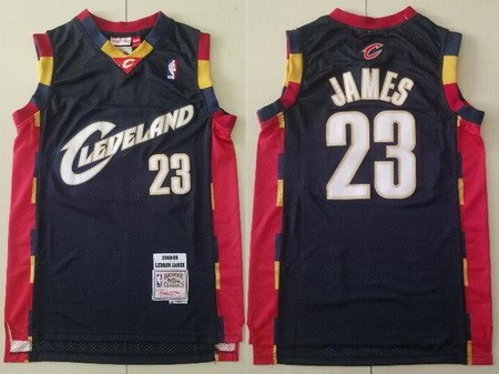 Men's Cleveland Cavaliers #23 LeBron James Navy 2008 Throwback Swingman Jersey