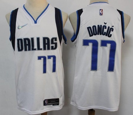 Men's Dallas Mavericks #77 Luka Doncic White Diamond 75th Icon Swingman Jersey