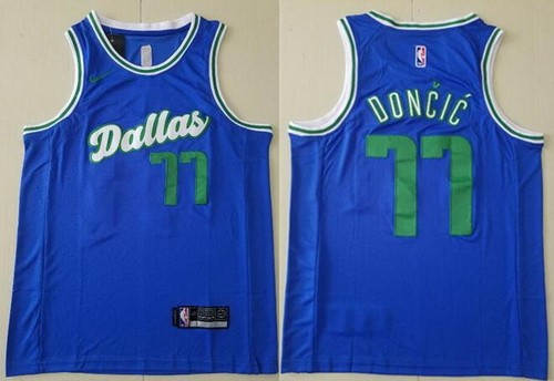 Men's Dallas Mavericks #77 Luka Doncic Blue 2020 City Icon Swingman Jersey