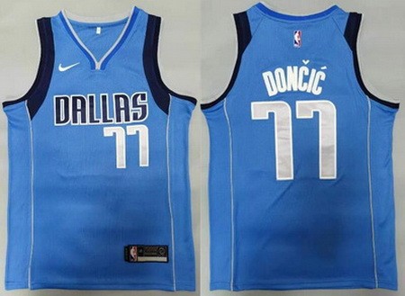 Men's Dallas Mavericks #77 Luka Doncic Blue Icon Swingman Jersey