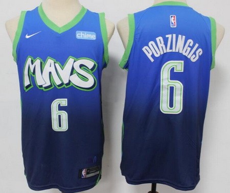 Men's Dallas Mavericks #6 Kristaps Porzingis Blue 2020 City Icon Sponsor Swingman Jersey