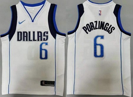 Men's Dallas Mavericks #6 Kristaps Porzingis White Icon Swingman Jersey