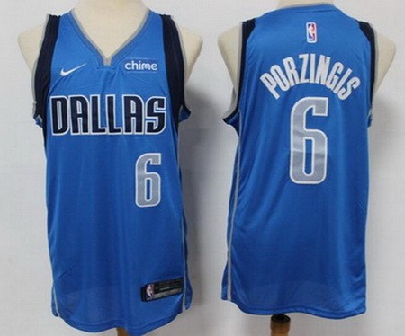 Men's Dallas Mavericks #6 Kristaps Porzingis Blue Icon Sponsor Swingman Jersey