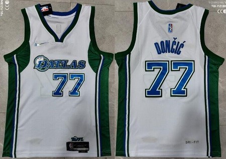 Men's Dallas Mavericks #77 Luka Doncic White City Diamond 75th Icon Swingman Jersey