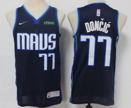 Men's Dallas Mavericks #77 Luka Doncic Navy 2021 Earned Icon Sponsor Swingman Jersey