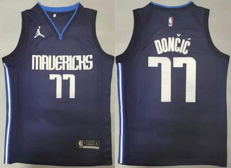 Men's Dallas Mavericks #77 Luka Doncic Navy Statement Icon Swingman Jersey