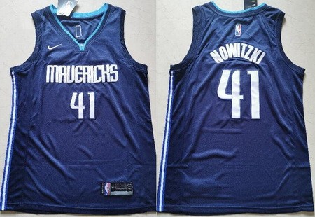 Men's Dallas Mavericks #41 Dirk Nowitzki Navy Icon Swingman Jersey