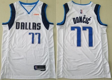 Men's Dallas Mavericks #77 Luka Doncic White Diamond 75th Icon Sponsor Swingman Jersey