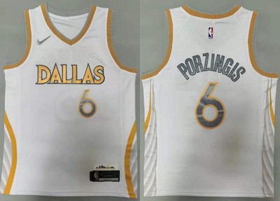 Men's Dallas Mavericks #6 Kristaps Porzingis White City Icon Swingman Jersey