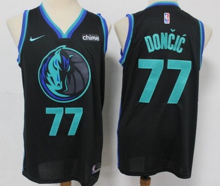 Men's Dallas Mavericks #77 Luka Doncic Black 2020 City Icon Sponsor Swingman Jersey